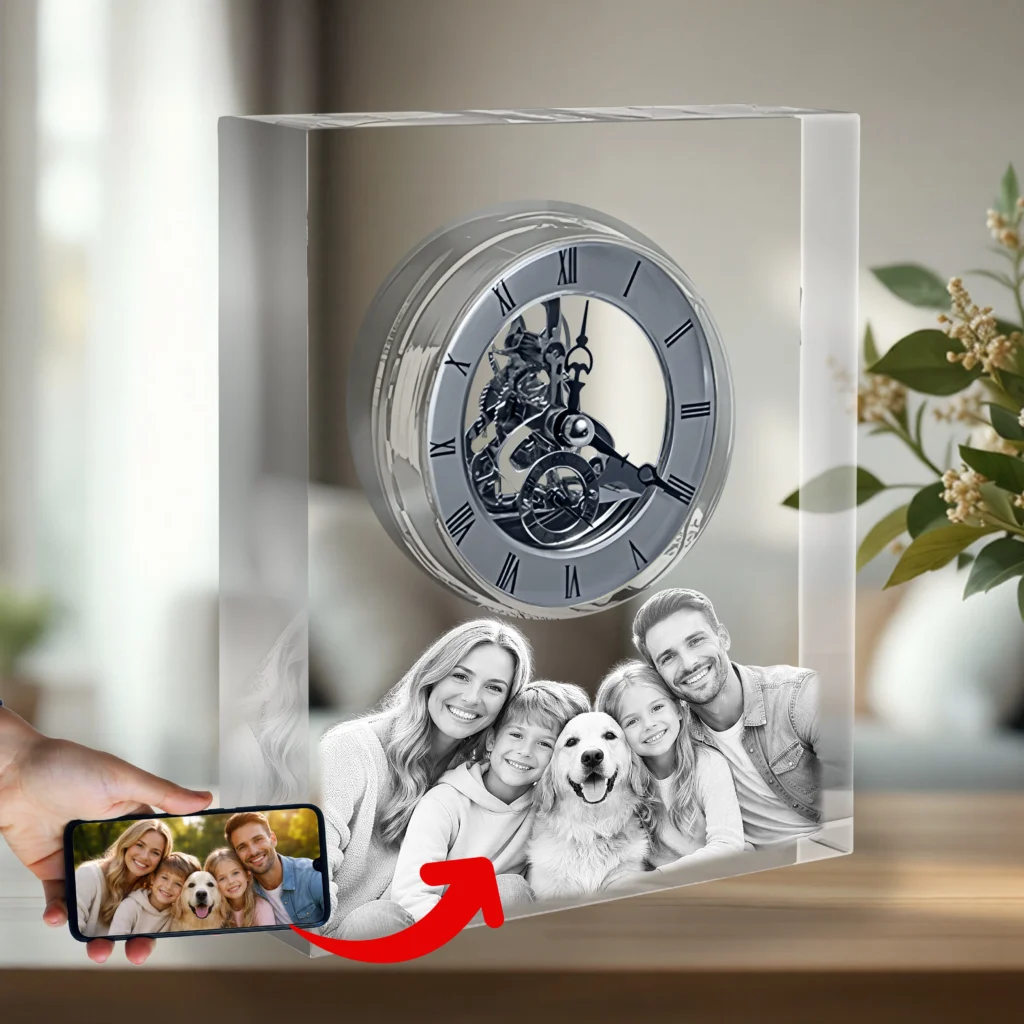 3D Křišťálové hodiny skeleton
