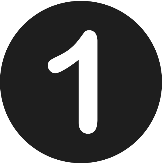 White digit 1 centered on a black square background