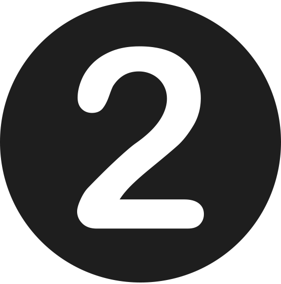 Large white '2' on a dark gray background (step indicator)