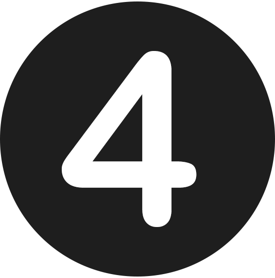 White numeral 4 centered on a dark gray square background (step indicator)