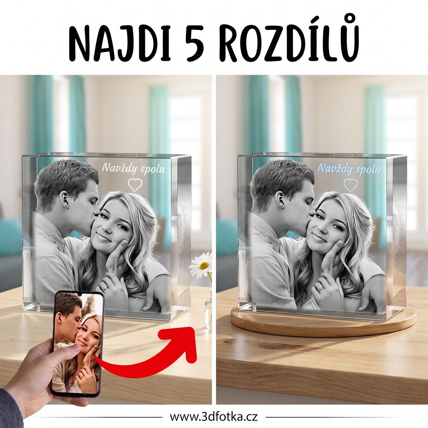 🔍 Najdeš všech 5 rozdílů? Většina lidí zvládne jen 3 😉

Napiš do komentářů, kolik jsi našel! A ano — do této skleněné kostky umíme vygravírovat právě tvoji fotku. Ruční 3D gravírka do křišťálového skla.

💬 Komentuj počet a mrkni na www.3dfotka.cz

#najdirozdily #hra #gravirovanidoskla #sklenenakostka #3dfotka